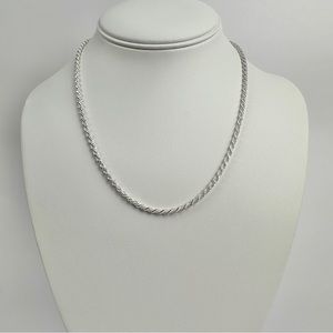 Silver Chain Solid Silver Rope Chain Necklace 3mm 18 Inches Stamped .925 Italy